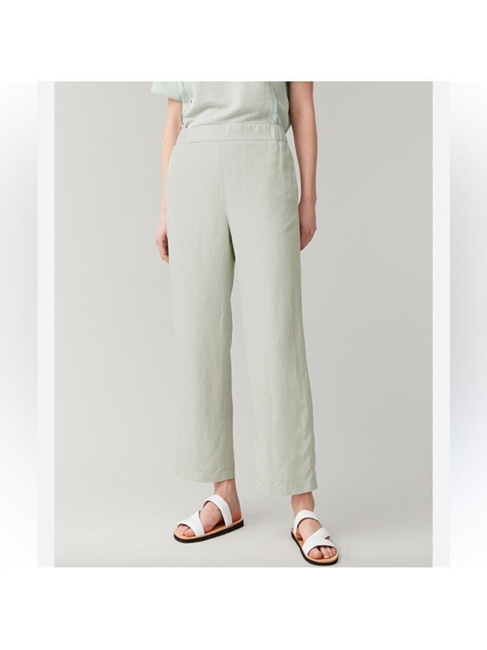 COS Lyocell-Linen Elasticated Trousers in Green Sz 4